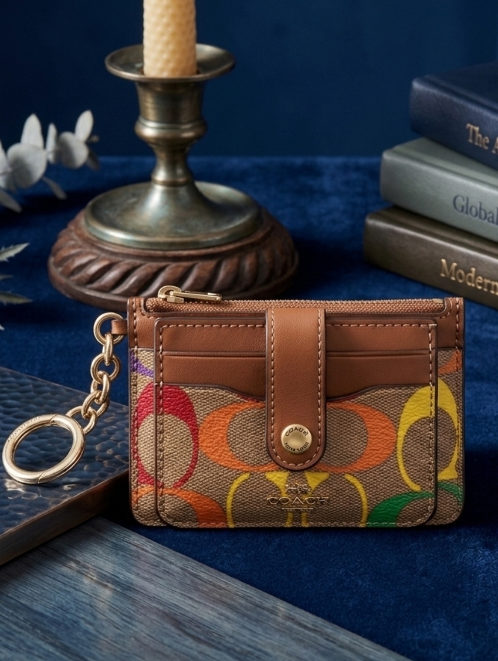 🌈 Coach Attachment Card Case In Rainbow Signature Canvas